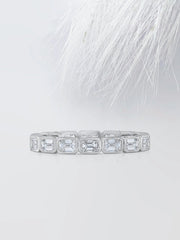 Bezel Set Emerald Cut Moissanite Eternity Diamond Wedding Band Mapple Gems